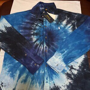 Ralph Lauren Sz 4 Shirt Blue OCN Fabric Button Down Long Slv Cotton Classic Fit